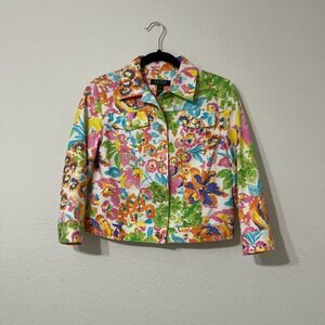 Lauren Ralph Lauren Petite Floral Cropped Jacket Cotton Colorful Spring P/M